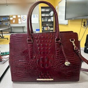Brahmin Ruby Leather Satchel with Crocodile Embossing